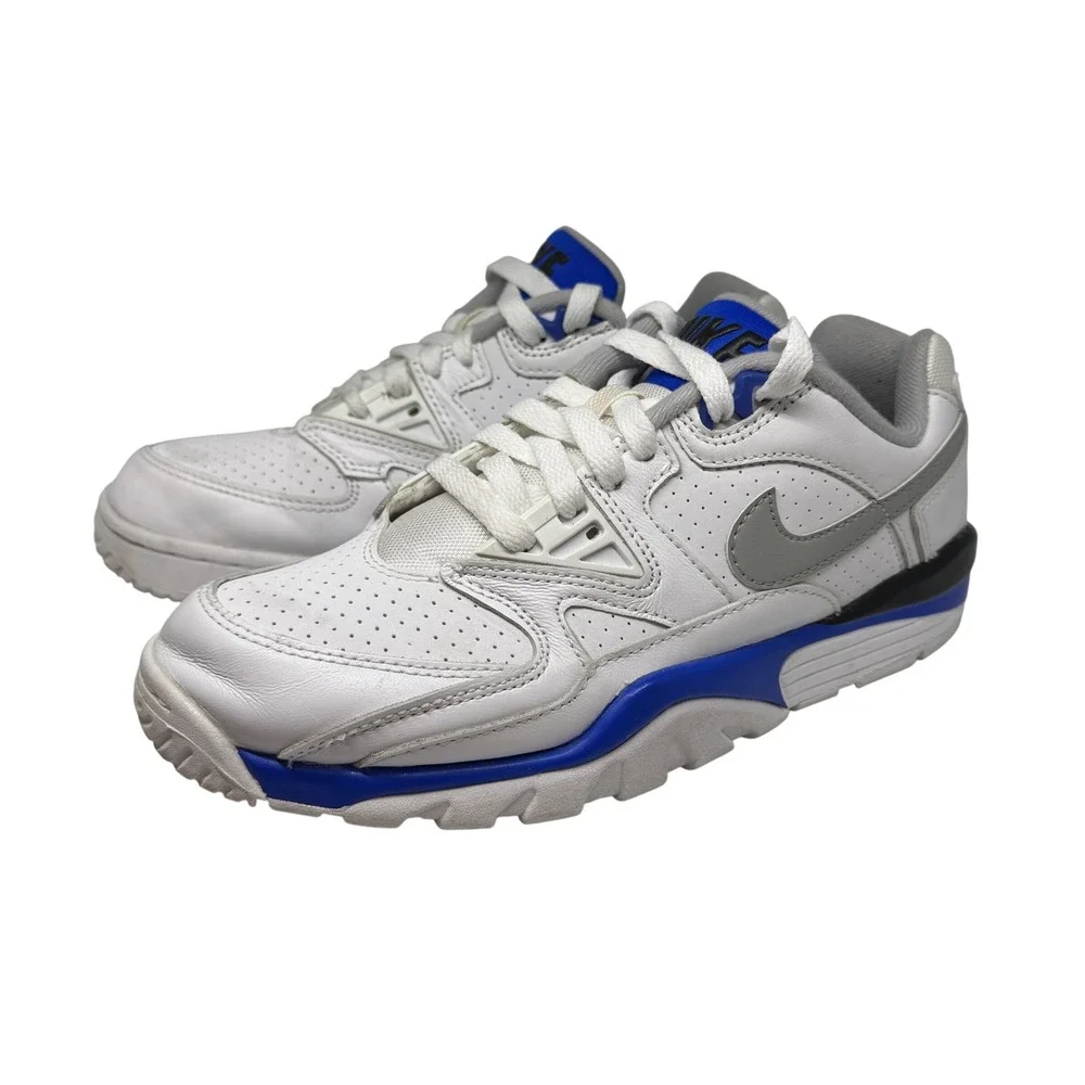 Nike Air Men White Blue Leather Athletic‎ Training Sneakers Shoes Size 7 US